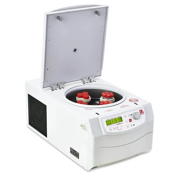 Ohaus Frontier 5000 Series Multi Pro centrifuge with its lid open